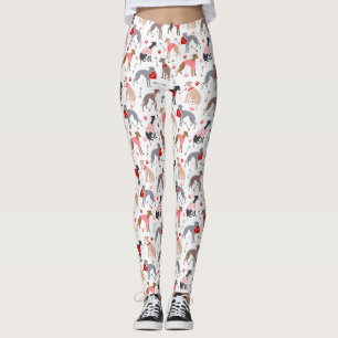 Italian Greyhound Valentine Pattern Leggings