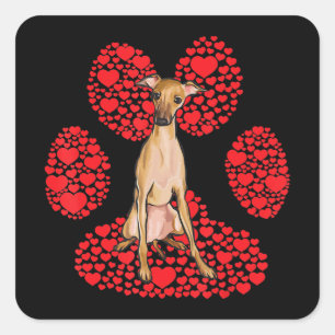 Italian Greyhound Valentines Day Dog Love Paw Square Sticker