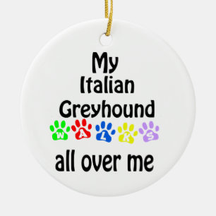 Italian Greyhound Walks Design Ceramic Ornament