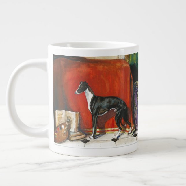 Italian Greyhound Watercolor Painting Large Coffee Mug (Left)