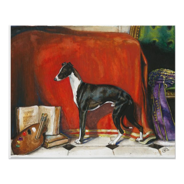 Italian Greyhound Watercolor Painting Poster (Front)