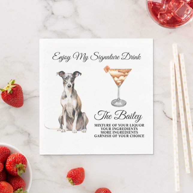 Italian Greyhound Wedding Signature Drink Napkins (Insitu)