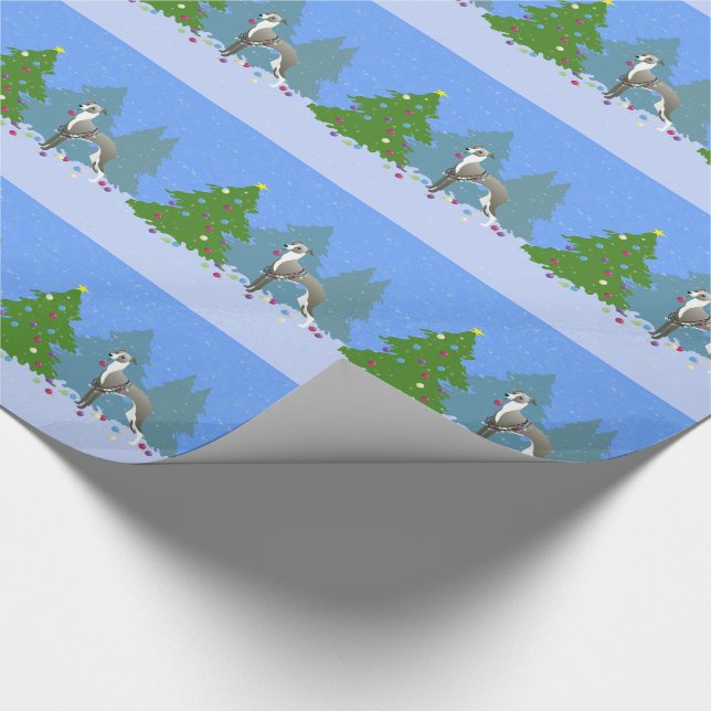 Italian Greyhound Whippet Decorating Christmas Tre Wrapping Paper (Corner)