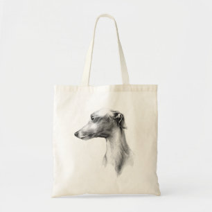 Italian Greyhound Whippet dog portrait drawing art Tote Bag
