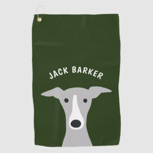 Italian Greyhound Whippet Dog with Custom Name Golf Towel