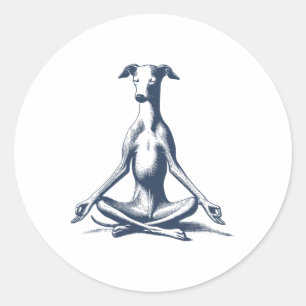 Italian Greyhound Whippet Iggy Meditate Lotus Yoga Classic Round Sticker