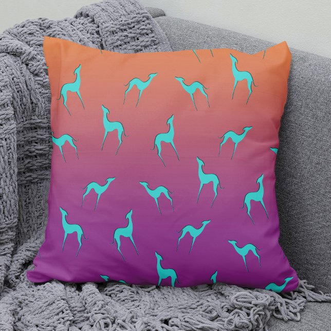 Italian Greyhound Whippet silhouette pattern Ombre Cushion (Creator Uploaded)