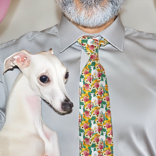 Italian Greyhounds and Flowers Tie