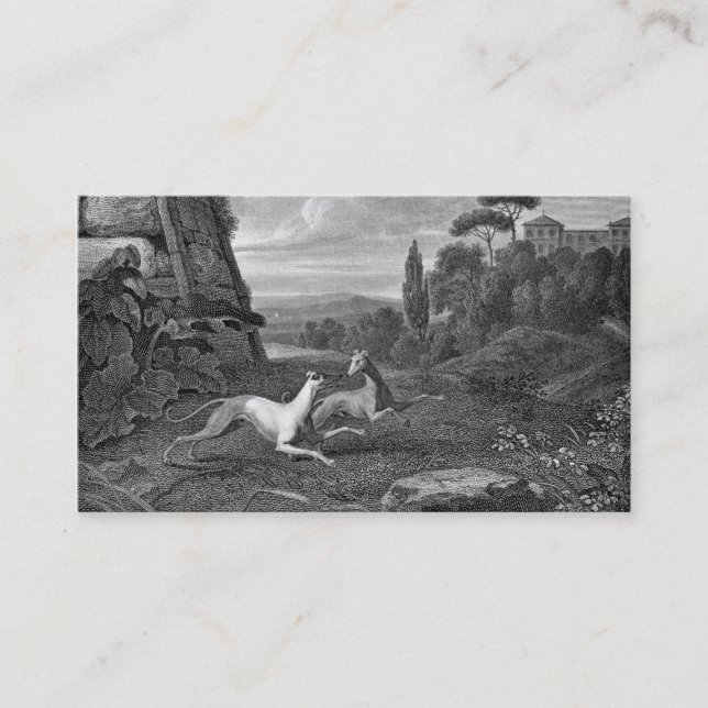 Italian Greyhounds Dog Drawing Business Card (Front)