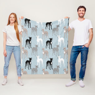 Italian Greyhounds or Whippets Mid-Century Modern Fleece Blanket