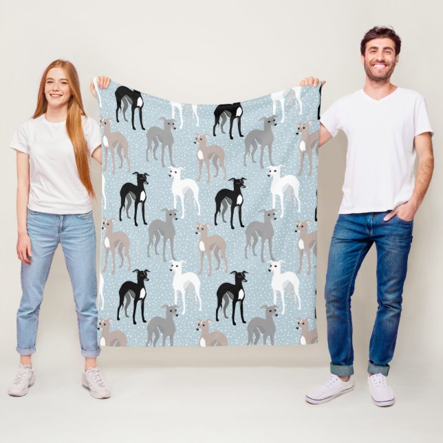 Italian Greyhounds or Whippets Mid-Century Modern Fleece Blanket (In Situ)