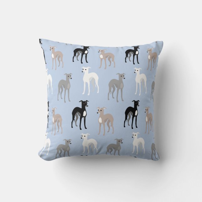 Italian Greyhounds or Whippets Modern Aqua Accent  Cushion (Front)