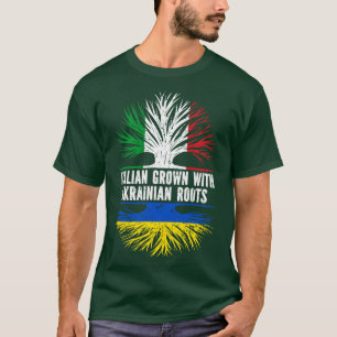 Italian Grown with Ukrainian Roots IT Flag T-Shirt