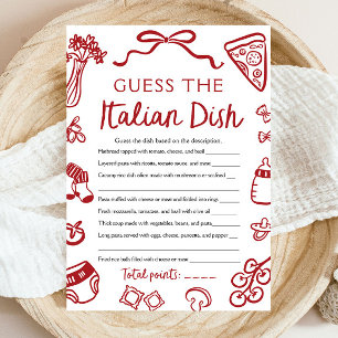 Italian Guess The Italian Dish Baby Shower Game Invitation