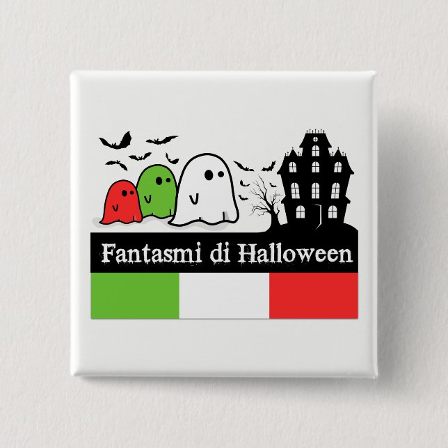 Italian Halloween Ghosts, Fantasmi di Halloween 15 Cm Square Badge (Front)