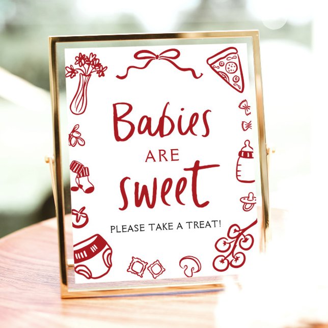 Italian Hand Drawn Babies Are Sweet Take a Treat Poster (Italian Hand Drawn Babies Are Sweet Take a Treat Sign)