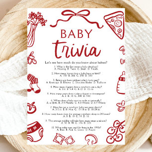 Italian Hand Drawn Baby Shower Baby Trivia Game Invitation