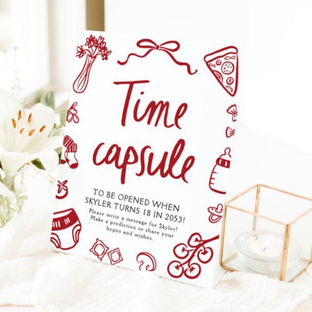 Italian Hand Drawn Baby Shower Time Capsule Sign (Italian Hand Drawn Baby Shower Time Capsule Sign)