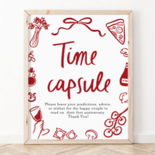 Italian Hand Drawn Bridal Shower Time Capsule Sign