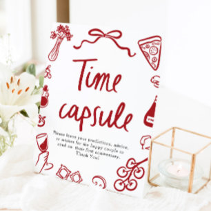Italian Hand Drawn Bridal Shower Time Capsule Sign