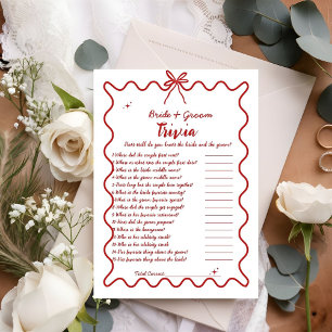 Italian Hand Drawn bride & Groom Trivia Game Card