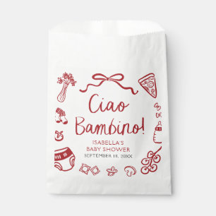 Italian Hand Drawn Pizza Ciao Bambino Baby Shower Favour Bag