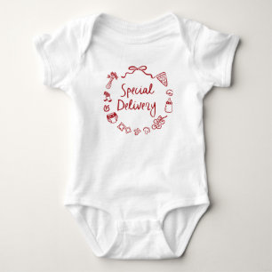 Italian Hand Drawn Special Delivery Baby Shower Bodysuit