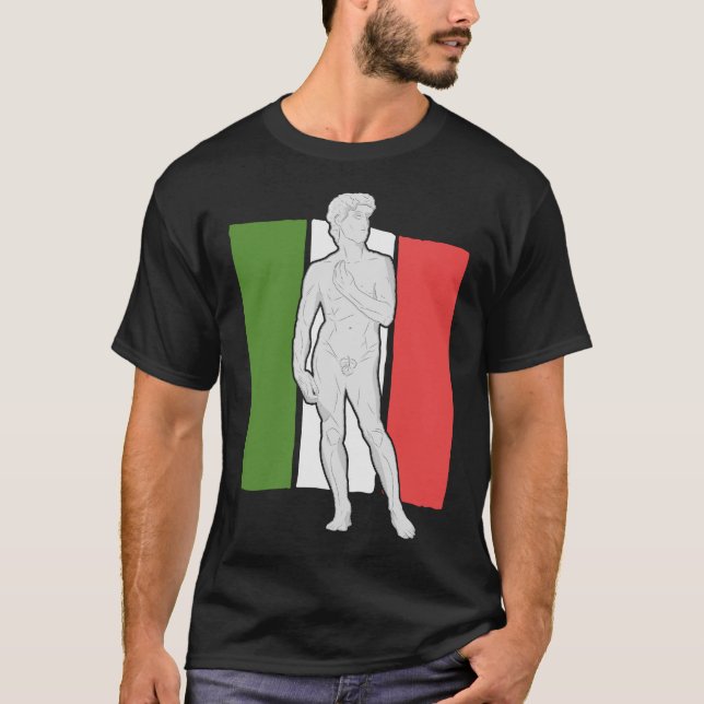 Italian Hand Gesture with Italian Flag - Statue of T-Shirt (Front)