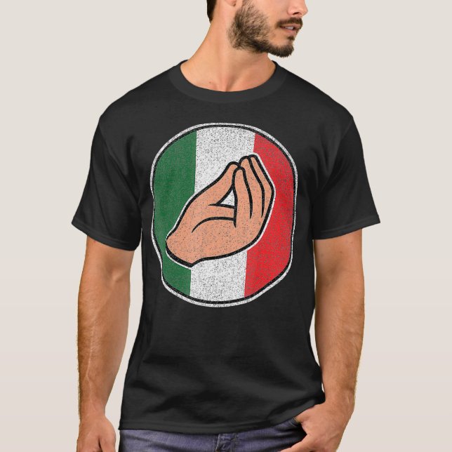 Italian Hand Gesture with Italian Flag  T-Shirt (Front)