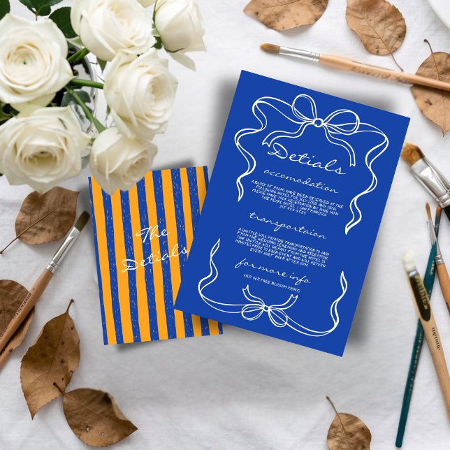 Italian Hand Written Painted Pinstripes Wedding Enclosure Card (Creator Uploaded)