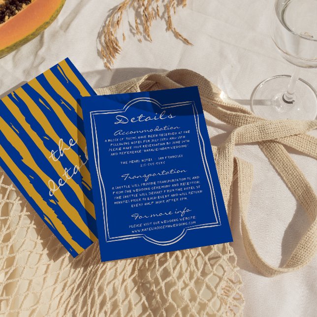 Italian Hand Written Pinstripes Wedding Details Enclosure Card (Creator Uploaded)