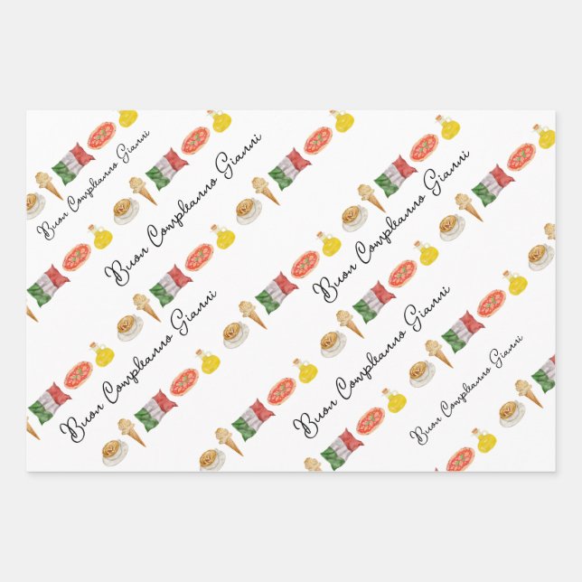 Italian Happy Birthday , Buon Compleanno gift wrap (Front)