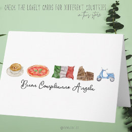 Italian Happy Birthday Card, Buon Compleanno Italy Card