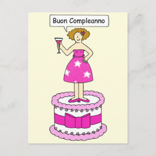 Italian Happy Birthday for Her Bon Compleanno. Postcard