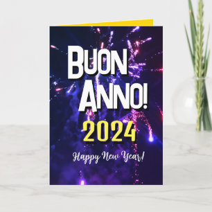 Italian Happy New Year   Auguri di Buon Anno 2024  Holiday Card
