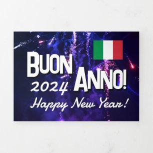 Italian Happy New Year Card with Calendar 2024
