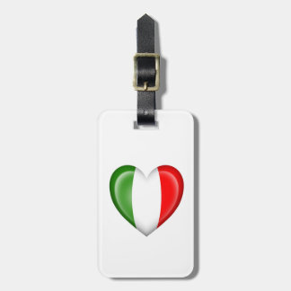 Italian Heart Flag on White Luggage Tag