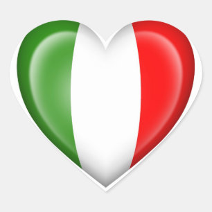 Italian Heart Flag on White Sticker