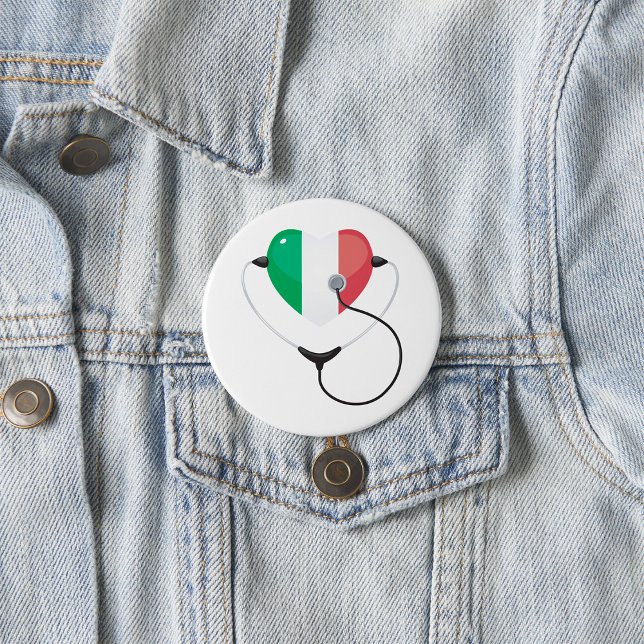 Italian Heart with Stethoscope Healthcare 7.5 Cm Round Badge (Creator Uploaded)