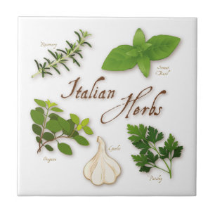 Italian Herbs, Basil, Oregano, Parsley, Garlic Cer Ceramic Tile
