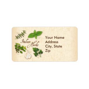 Italian Herbs, Basil, Oregano, Parsley, Garlic Label