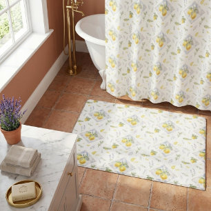 Italian Heritage Riviera Washroom Watercolor Lemon Bath Mat