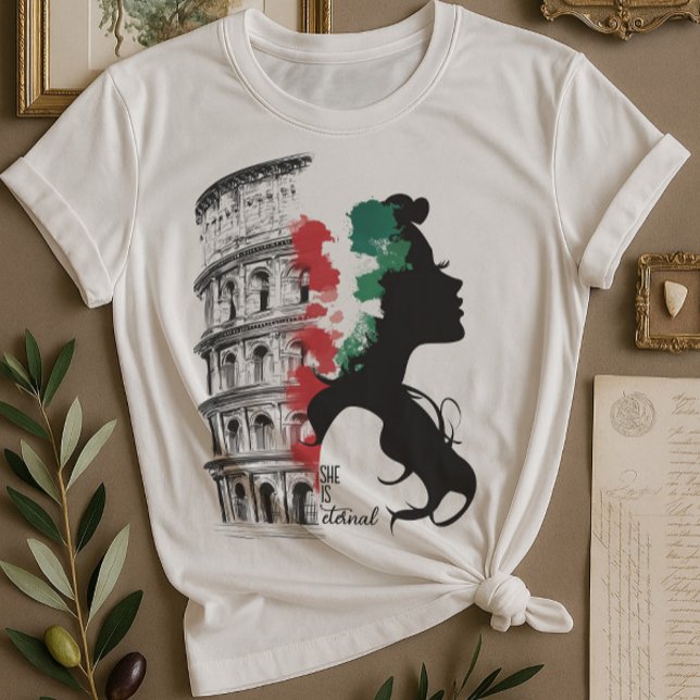Italian Heritage Woman and Colosseum Tee (Creator Uploaded)