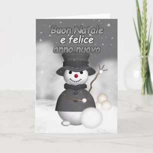 Italian holiday card with modern stylish snoman
