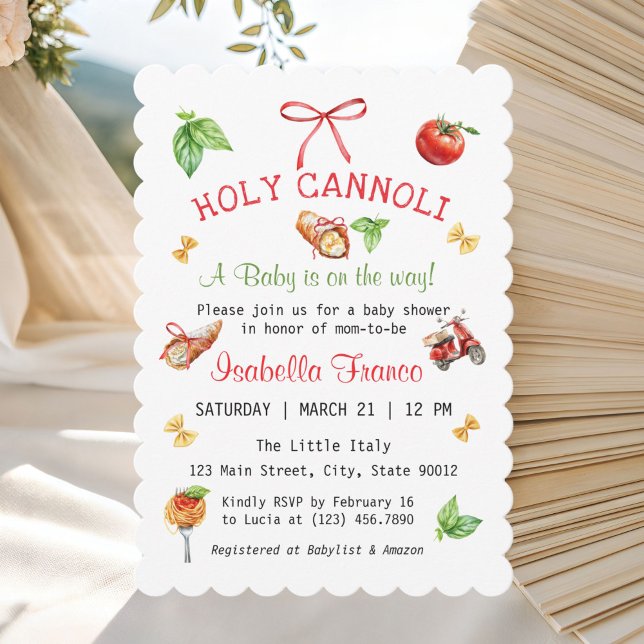 Italian Holy Cannoli Baby Shower Invitation (Holy Cannoli A baby is on the way Baby shower Invitation)