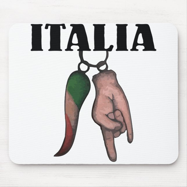 ITALIAN HORN  WITH EVIL EYE, CORNO MOUSE PAD (Front)