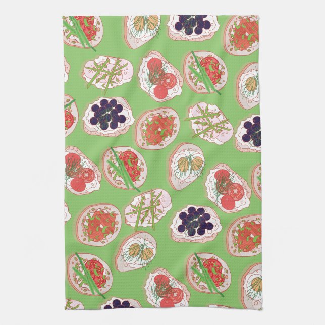 Italian Hors d’œuvres | Canape Pattern Tea Towel (Vertical)