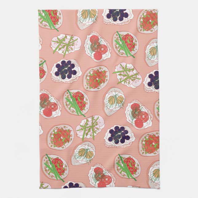 Italian Hors d’œuvres | Canape Pattern Tea Towel (Vertical)