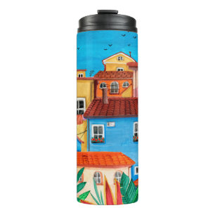Italian houses. Gouache hand drawn Thermal Tumbler