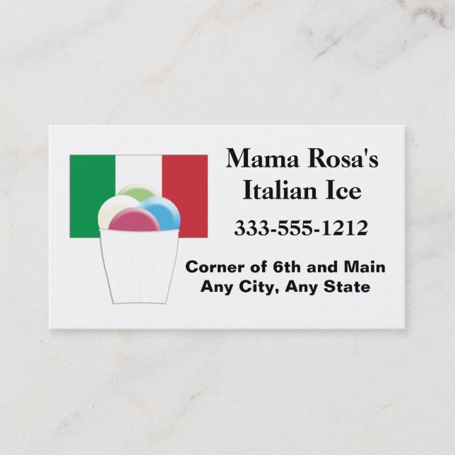 Italian Ice Vendor or Shop Business Card (Front)